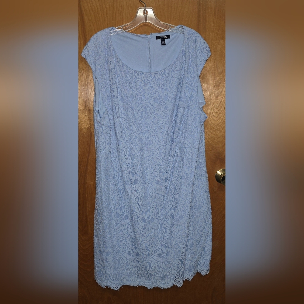 Chaps Elegant Blue Lace Dress